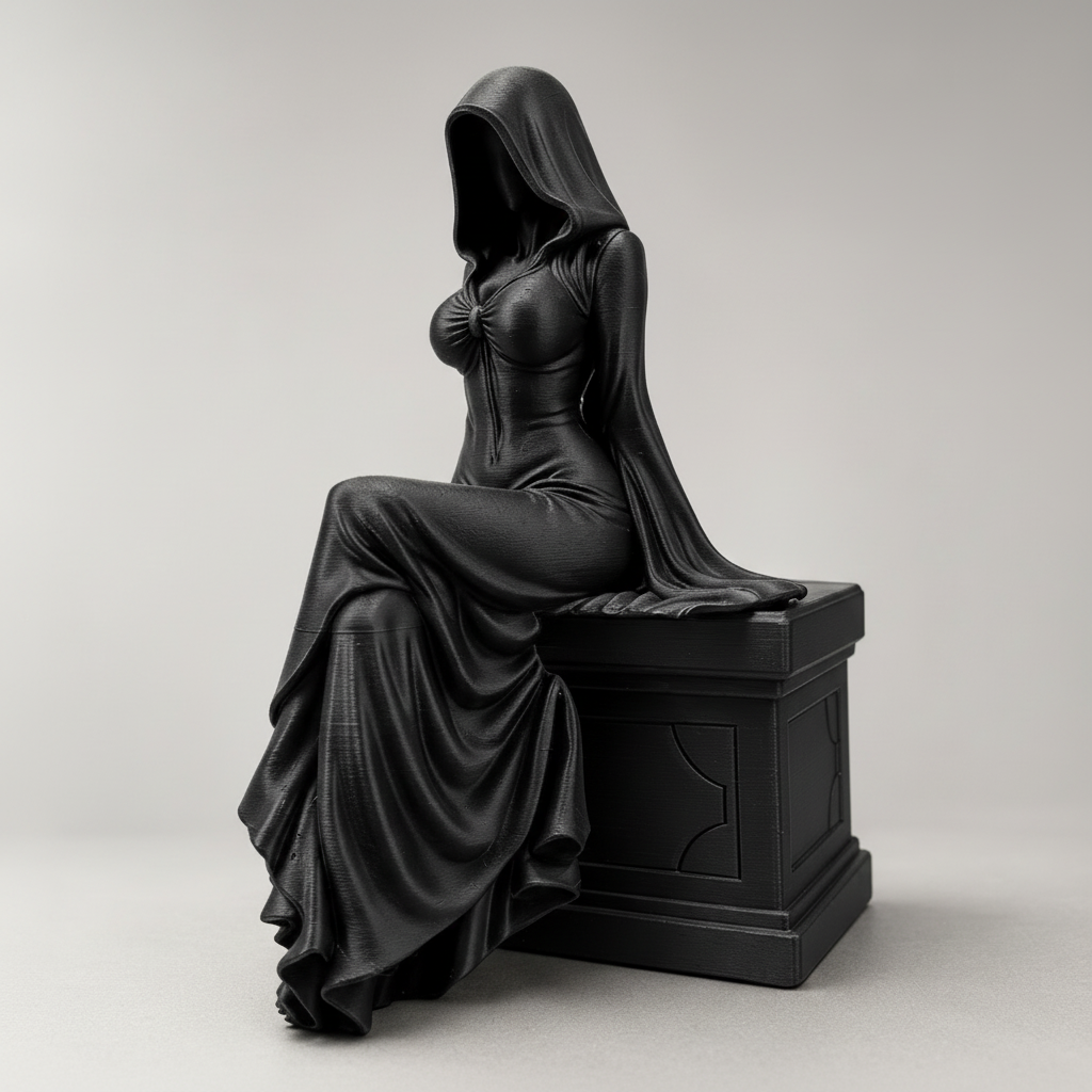 Gizemli Oturan Kadın Figürü – 3D Baskı Dekoratif Koleksiyon Ürünü