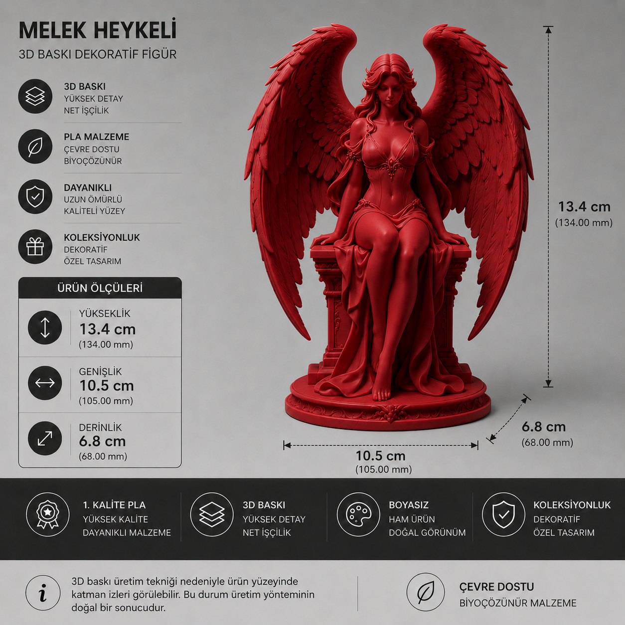 Melek Heykeli 3D Baskı Dekoratif Figür